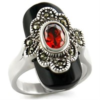 Antique Tone Oval 1.00ct Garnet Ornate Ring