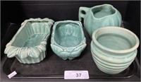 Vintage McCoy Planters, Turquoise Pottery.