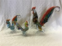 3 Pc. Glass Colorful Roosters