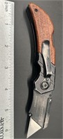 Husky Wood Handle Folding Razor Knife