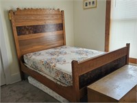 EASTLAKE STYLE BED W/BURL WALNUT INLAY