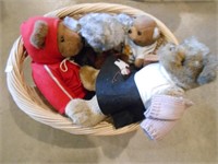 Basket of Claridge & Misc Plush Bears