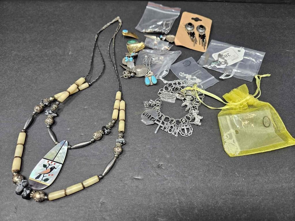BAG OF ASST. JEWELRY PIECES SOME .925