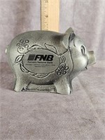 THE FARMERS NATIONAL PEWTER PIGGY BANK 1974