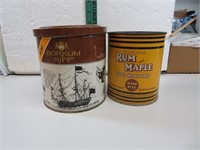 2 Vintage Tobacco Tins (Rum & Maple no lid) & Bor-