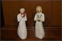 (2) Willow Tree Angel Figures Heart & Remembrance