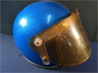 Vintage 1974 NESCO blue metal flake helmet orange