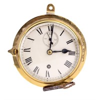 Brass Ships Bulkhead Clock with Key, Lugs