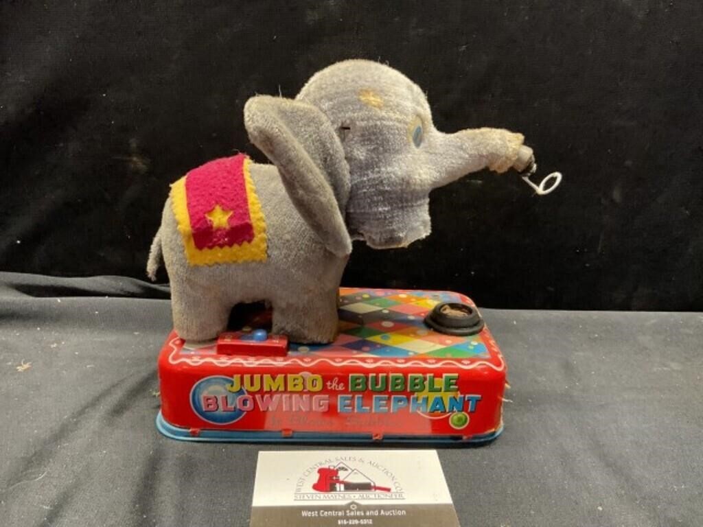 Tin Litho Jumbo the Bubble Blowing Elephant