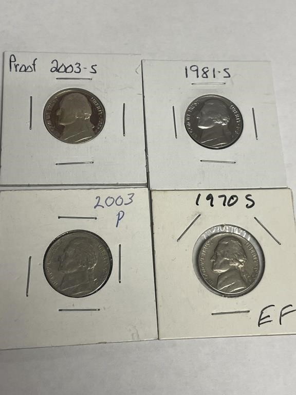 1970S,1981S.2003P AND 2003S proof all nickels