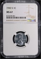1943-S STEEL LINCOLN CENT NGC MS67