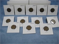Twelve Assorted 1920s Lincoln Cents