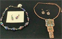 2 pairs of designer necklaces & earrimgs