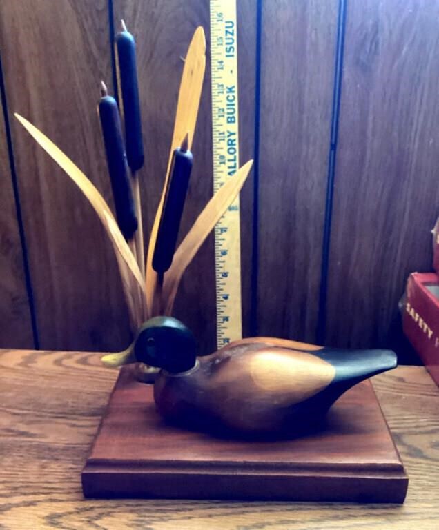 Signed Michael Wilson carved duck decoy