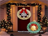 2 Pcs 18.9 Pre-Lit Outdoor Christmas Wreath, LED L