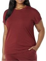 Sz XS Amazon women short sleeve shirt burgundy