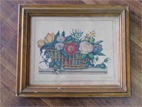 1946 FRAMED STILL LIFE ART VINTAGE ANTIQUE