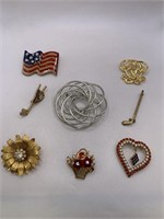 BROOCH LOT OF 8-INCLUDES WEST GERMANY