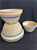 Three Stoneware Banded Mixing Bowls