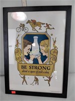Large poster "be strong drink a quart of milk a