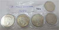 5 - 1923 Peace silver dollars