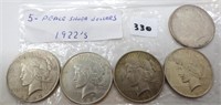 5 - 1922 Peace silver dollars