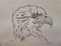Sorensen, Eagle Head Sketch,  Signed