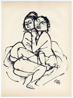 Carl Hofer original lithograph "Das Nest"