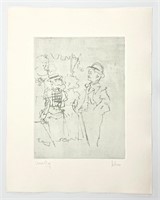 Jack Levine signed original etching "Mack sees Pol