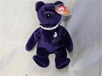 Ty Purple Princess Teddy Bear Beanie Baby with Tag