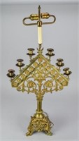 Ornate Brass Candelabra Lamp