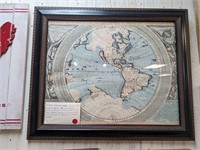 Framed Antique Map of the New World