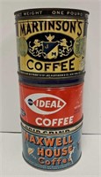 (3) Antique One Pound Coffee Tins