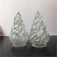 PAIR GLASS FLAME LAMPSHADES