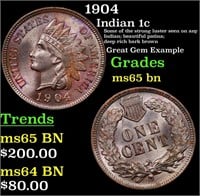 1904 Indian 1c Grades GEM Unc BN