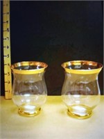3 Clear with gold trim votive holders