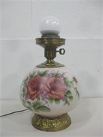 13" Hand Painted Glass Lamp Works