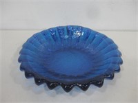 10" Vtg Blue Glass Bowl
