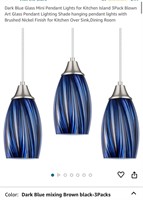 Dark Blue Glass Mini Pendant Lights for Kitchen