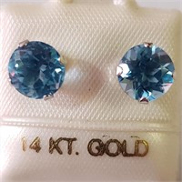 $500 14K  Blue Topaz Earrings