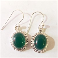 $100 Silver Green Agate Earrings