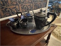 Silver Plated England Serving Tray 2 Pitchers