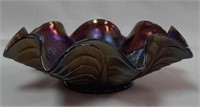 Imperial Amethyst Carnival Glass Pansy 9" Bowl