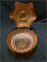 (2) Fenton Marigold Coin Dot Variant Bowls