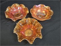 (3) Carnival Glass Bowls