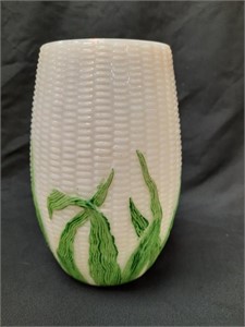 Libby 6.5" Maize Vase w/ Green Stain