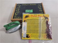Vintage Picture Peg Board, Chalkboard & Toy Iron