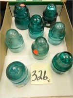 (8) Blue Glass Insulators (Some as is)