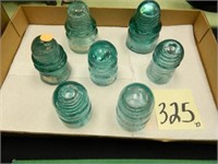 (7) Blue Glass Insulators (Some as is)