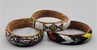 Trio of African Beaded Leather Bracelets 2